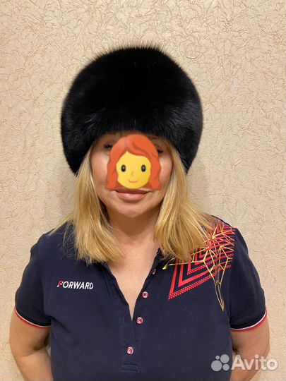 Шапка женская из черного песца