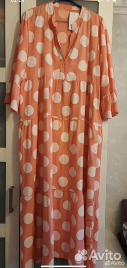 Новое Платье Горошек р.50-54 Италия Роз/Бел Виск