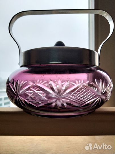Цветное стекло винтаж СССР чайница