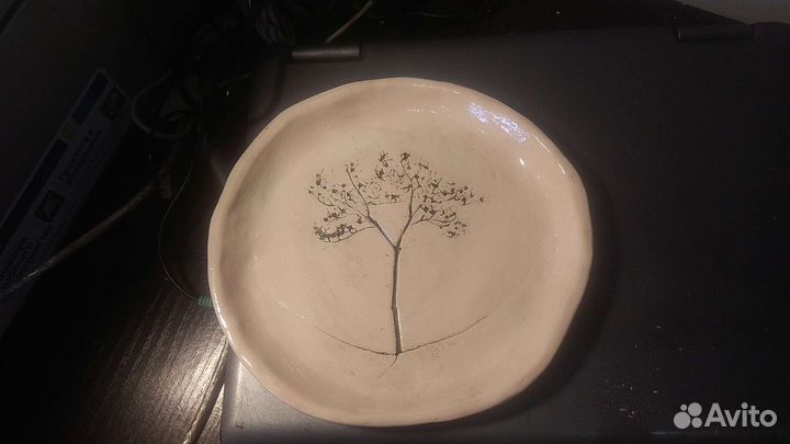 Тарелка ручной работы керамика,глазурь