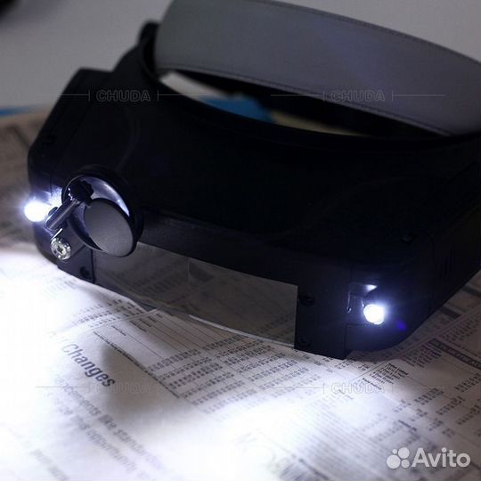 Увеличительная налобная лупа с подсветкой (новая)