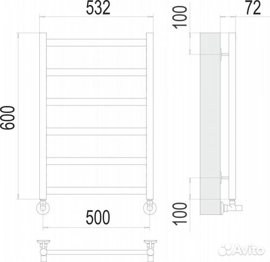 Полотенцесушитель Terminus Аврора П6 50x60, водяной