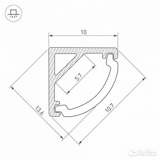 Профиль накладной угловой внутренний Arlight ARH-kant 36321
