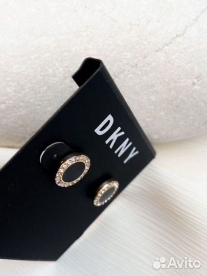 Новые серьги Dkny черная эмаль оригинал