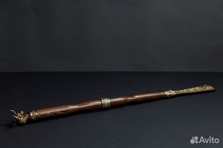 Ложка для обуви длинная латунная, новая