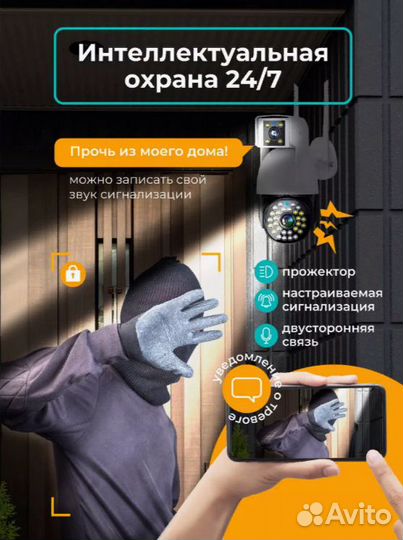 Камера видеонаблюдения уличная с 2 объективами