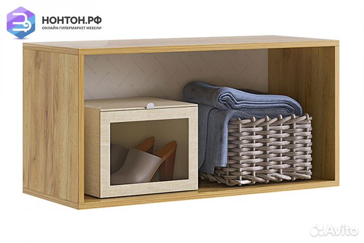 Антресоль двухдверная Бери дуб крафт золотой / гра