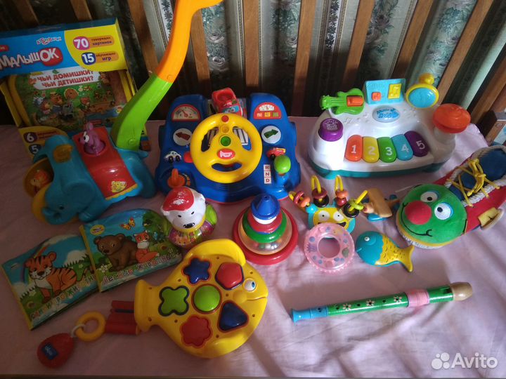 Развивающие игрушки Пианино, сортер Рыбка и др