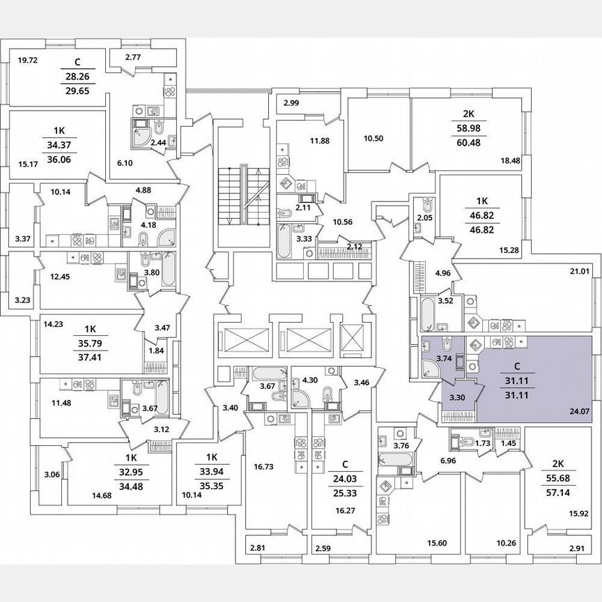 Квартира-студия, 31,1 м², 3/22 эт.
