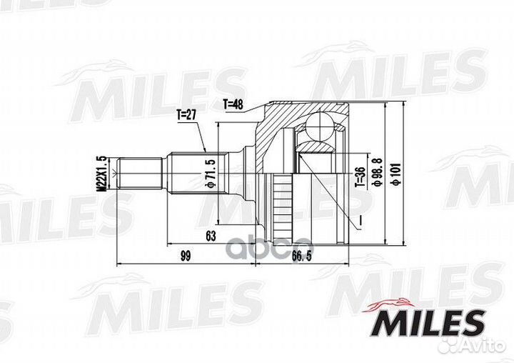 ШРУС MB vito W638 2.2CDI 99-03 нар. +ABS GA2024