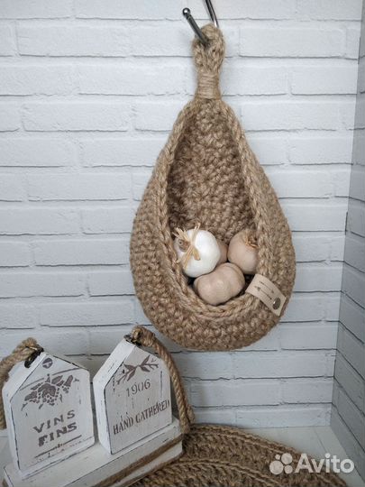 Корзинка подвесная из джута