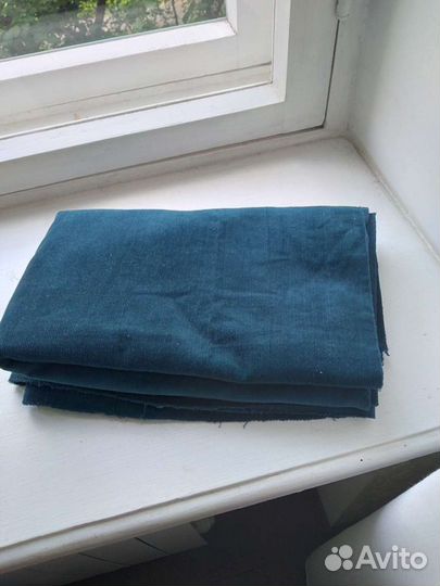 Ткань вельвет синего цвета на х/б основе