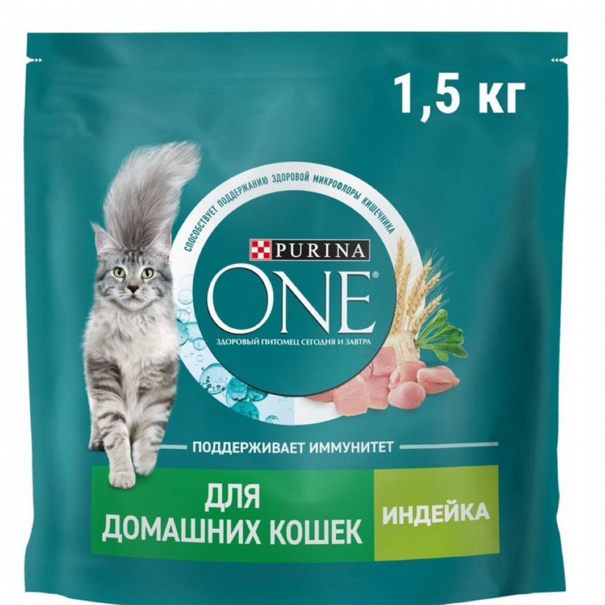 Корм сухой Purina ONE с индейкой 1,5 кг