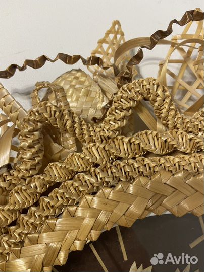 Часы ручной работы из соломки Настенные