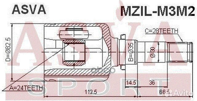 ШРУС внутренний левый 24x35x28 mzil-M3M2 asva