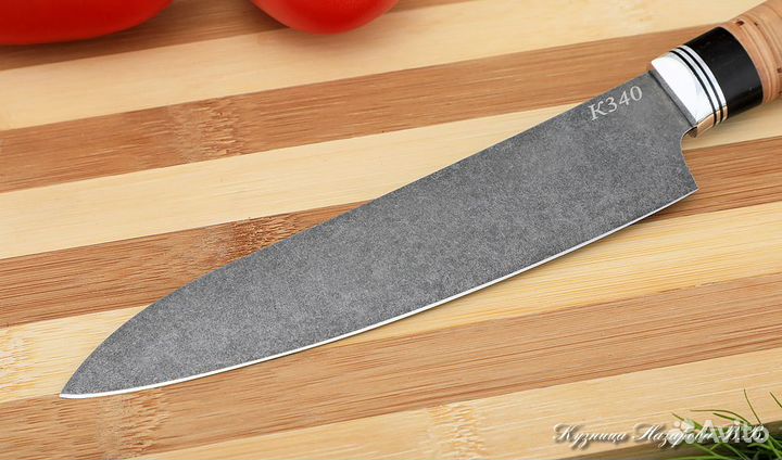 Кухонный нож Шеф № 3 К340 береста черный граб
