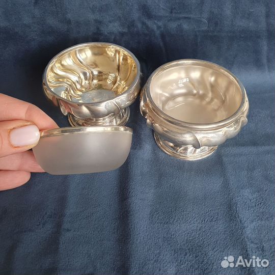 Пара Икорниц Вазочек S 830 серебро 19/20 век