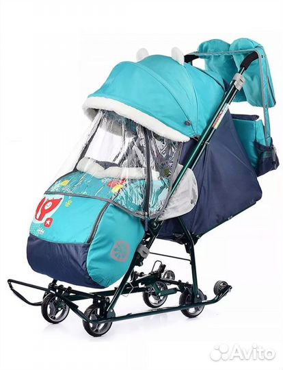 Санки коляска ника Наши Детки 5-1 изумруд лисичка