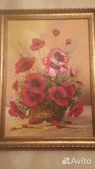 Картина маслом с маками. идеальный подарок