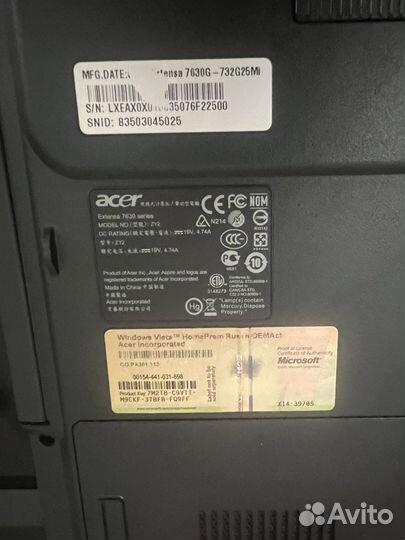 Ноутбук acer extensa 7630