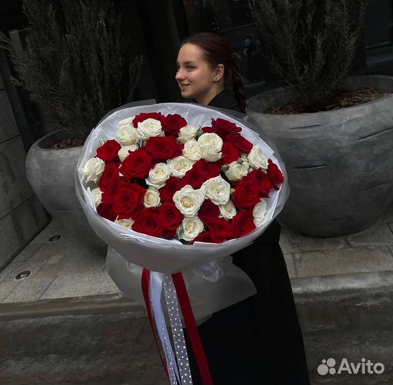 101 роза (70 см) / букет из 101 розы / цветы