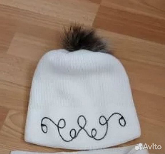 Шапка двойная р. 56 плюс шарф