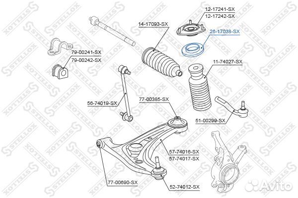 Подшипник опоры амортизатора переднего nissan micra (K12) 02-10, qashqai (J10) 06-13, tiida (C11) 07