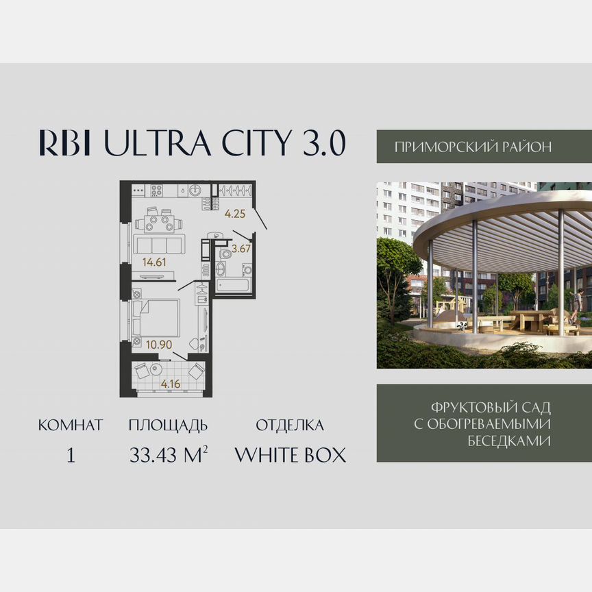 1-к. квартира, 33,4 м², 14/17 эт.