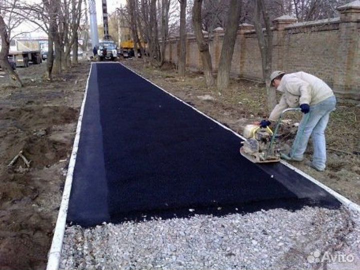 Брусчатки, асфальт, бетон, газон, забор, дренаж
