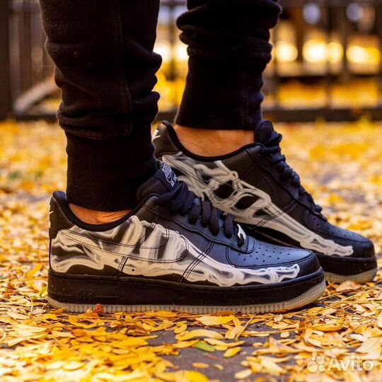 Кроссовки Nike Air Force 1 Skeleton Black (36-45)