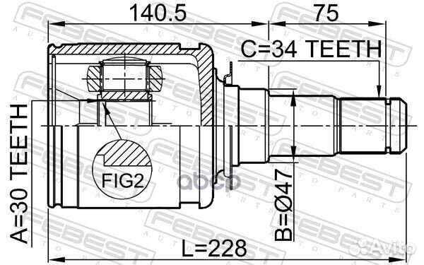 ШРУС внутренний 30X47X34 toyota land cruiser 07