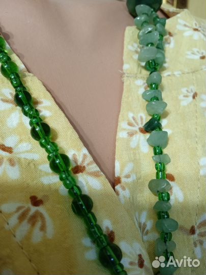 Бусы зеленые. Агат