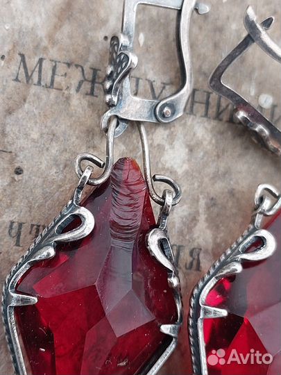 Серёжки серебро с гранатом