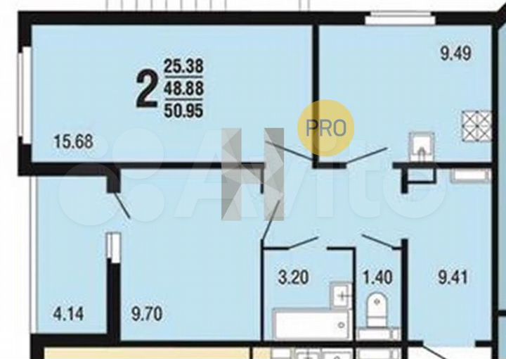 2-к. квартира, 50,9 м², 5/10 эт.