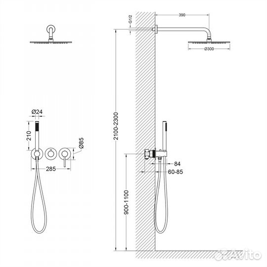 Душевая система встроенная Saona SX-2349/18SM