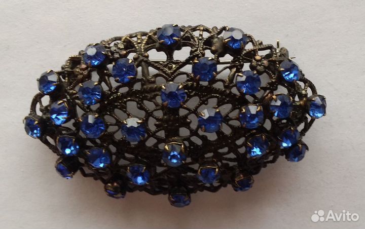 Брошь с синими камнями, винтаж, редкая