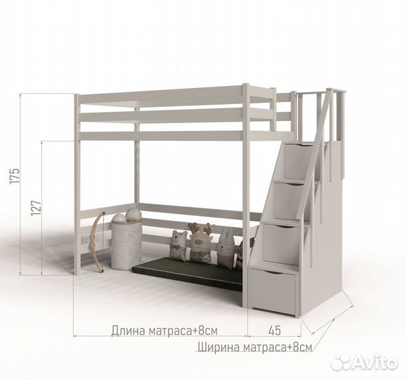 Детская кровать домик-чердаки для ребенка