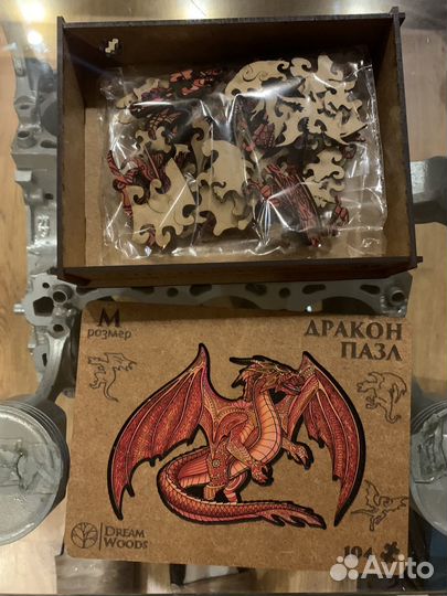 Деревянный пазл дракон 104 детали