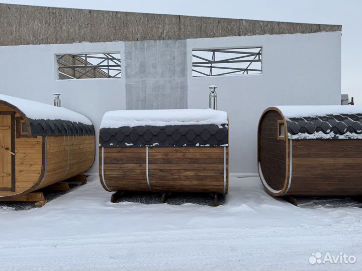 Готовые и под заказ бани квадро - бочки