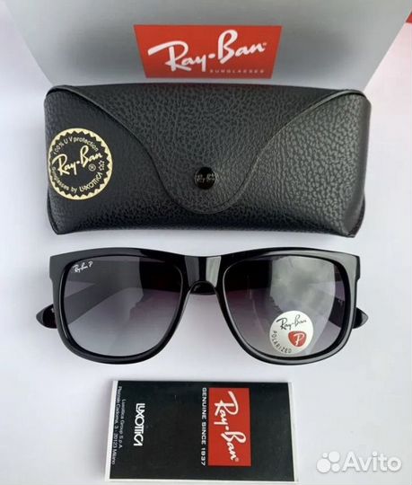 Очки ray ban justin Polaroid черные глянцевые