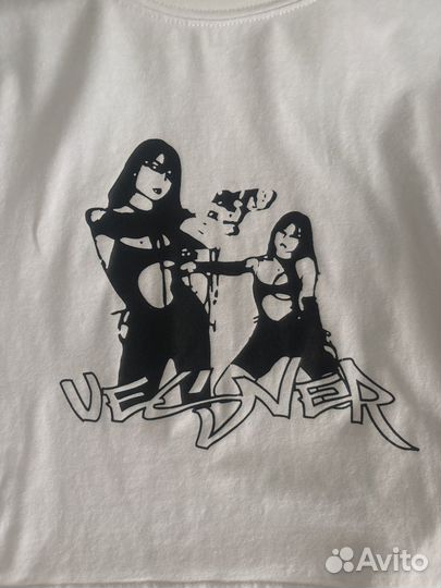 Укороченная белая кофта y2k с принтом