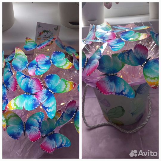 Букет из бабочек в коробке