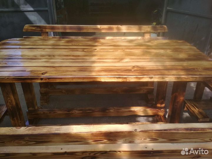 Стол и лавочки из массива сосны