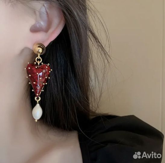 Красные серьги подвески