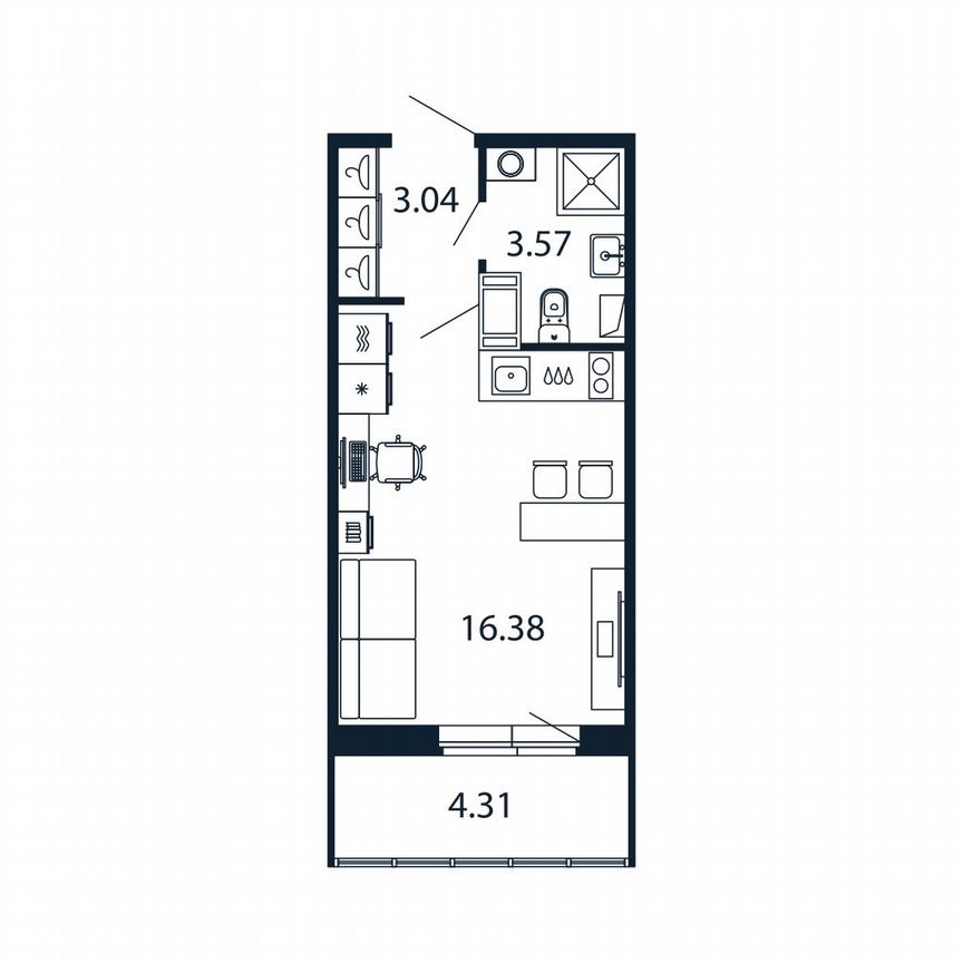 Квартира-студия, 22,4 м², 6/12 эт.