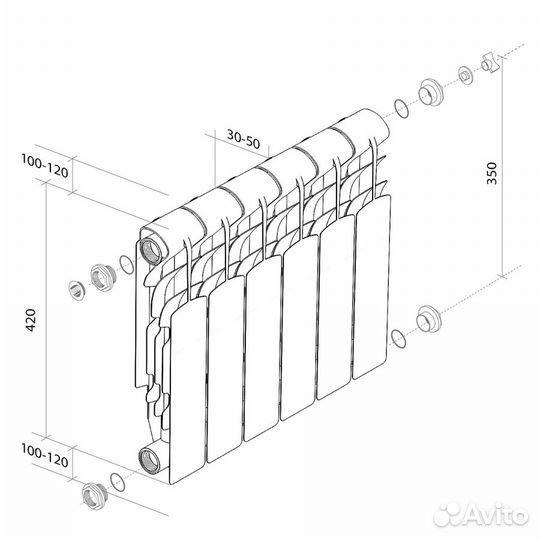 Радиатор алюминиевый Royal Thermo Revolution 350 - 10 секц