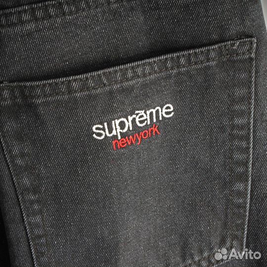 Шорты джинсовые широкие черные багги Supreme