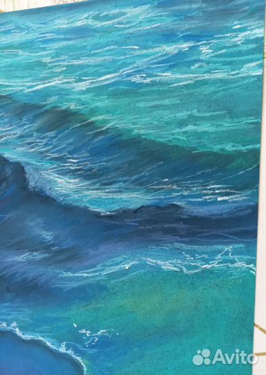 Картина море пастелью