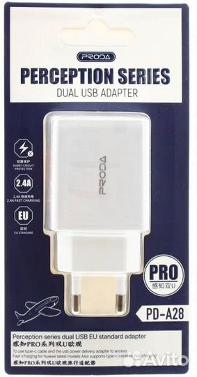 Зарядное устройство 3A, 2 USB ProDA PD-A28 (QC3.0)