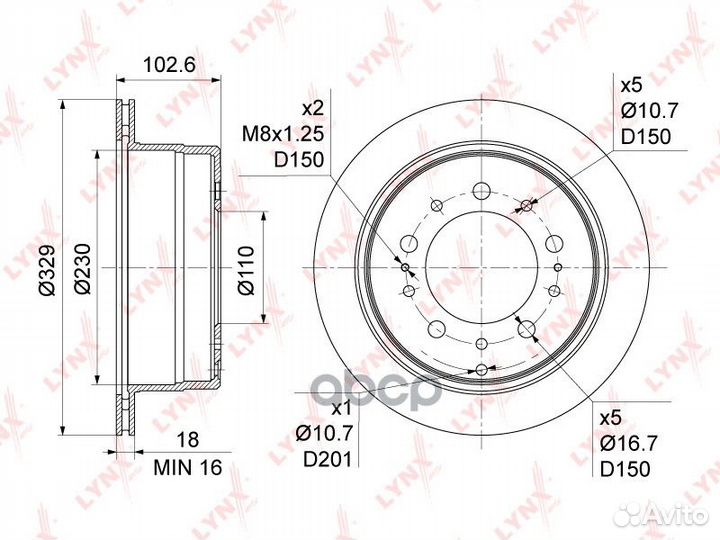 Диск тормозной toyota land cruiser J100 4.2-4.7